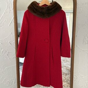 Elegant 1950’s-60’s Vintage Coat with Deep Brown Mink Collar